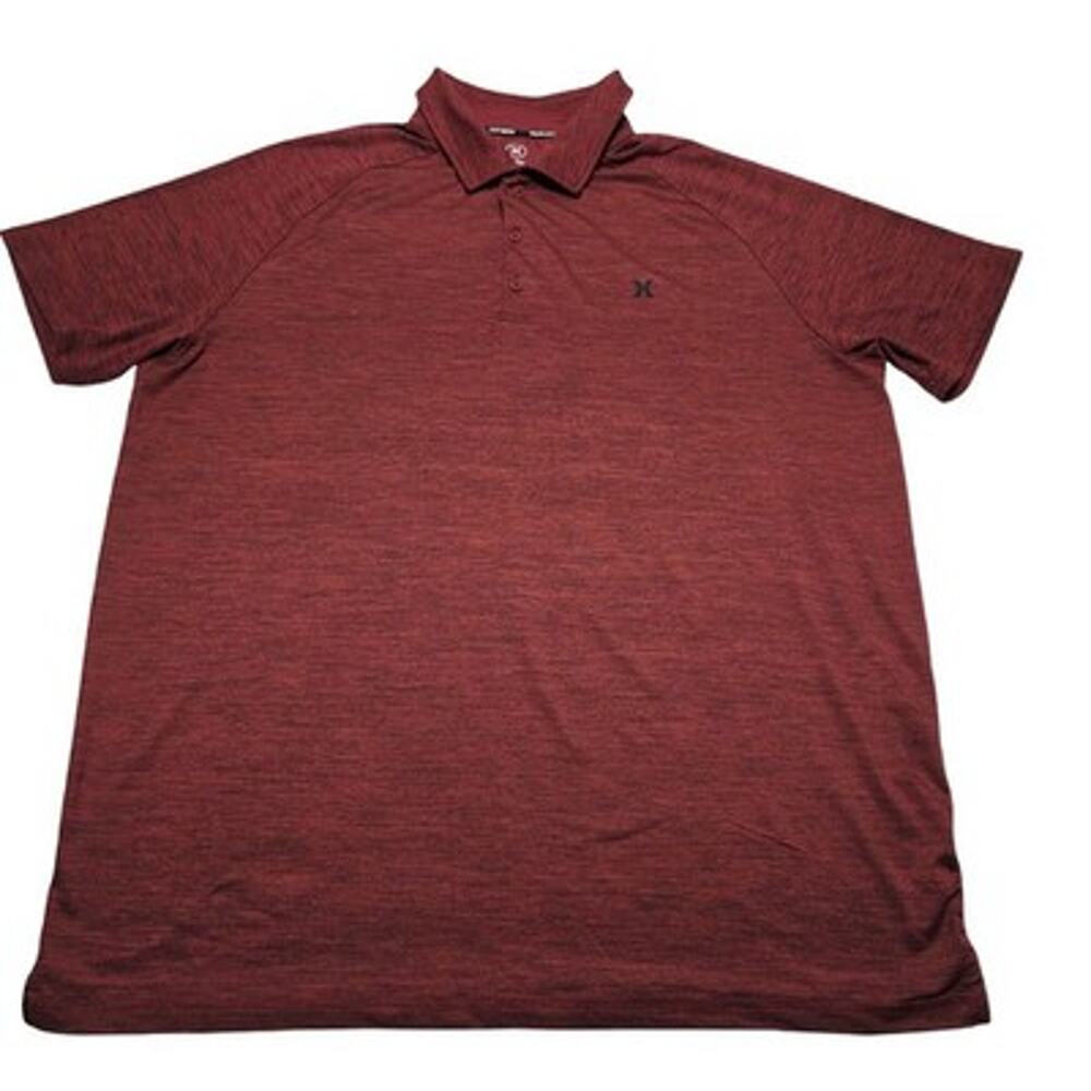 Hurley Men’s Polo Moisture Wicking Heather Maroon Print Shirt Red Size XL